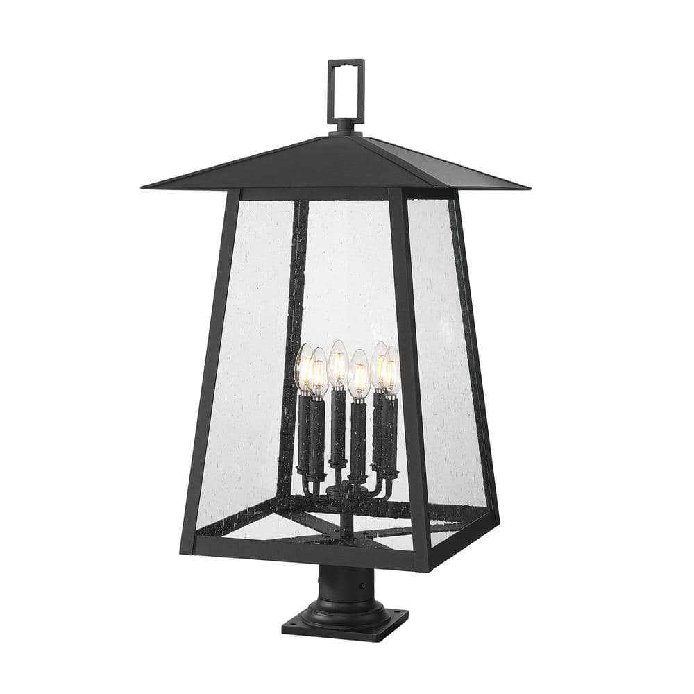 Rainer 33.5 in. 6-Light Black Aluminum Hardwired Outdoor Marine Grade Pier 