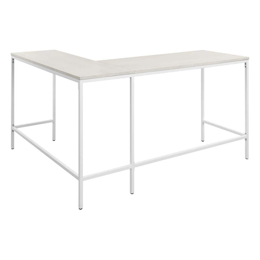 Contempo White Oak Adjustable L-Shaped Desk with Filing Drawer