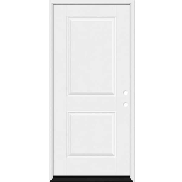Regency 36 in. x 80 in. 2P Square Top LHIS Unfinished White Fiberglass Prehung Front Door with 6-9/16 Jamb