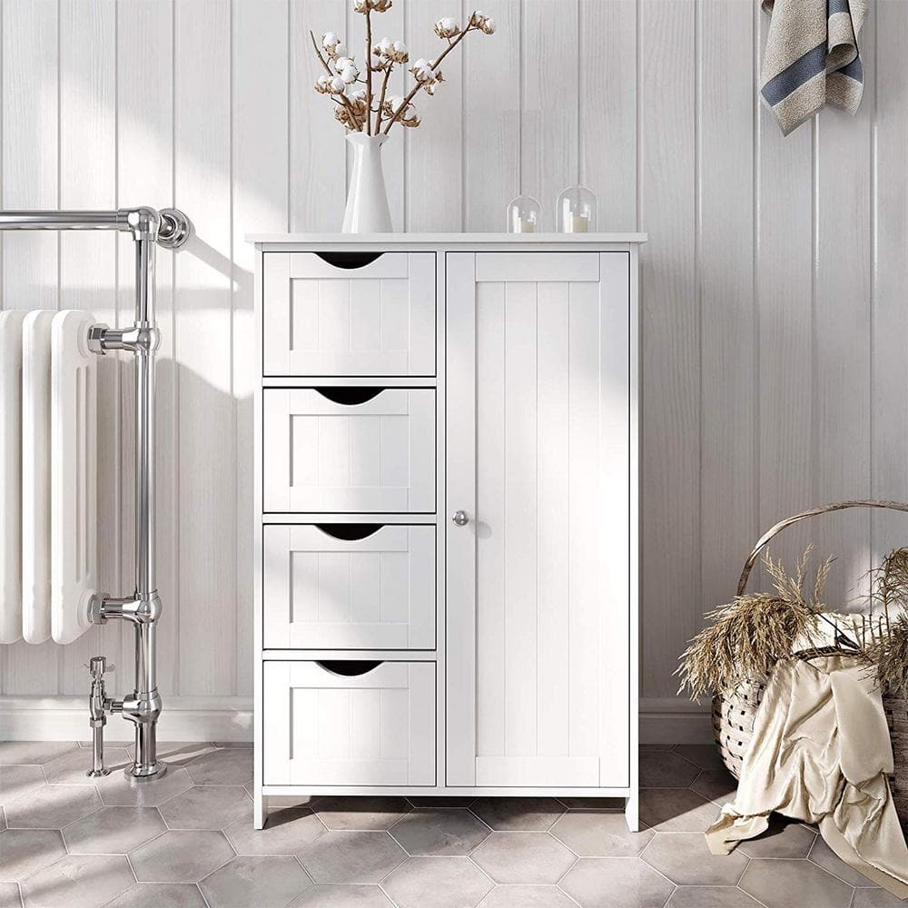 21.7 in. W x 31.9 in. H x 11.8 in. D Single Door Linen Cabinet Waterproof Bathroom Storage Floor Cabinet in White price history on PriceWatchPro