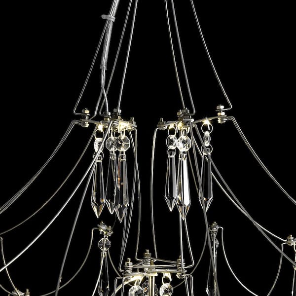 HUOKU Estrella 1-Light 43.3 in. Crystal Chandelier in Silver