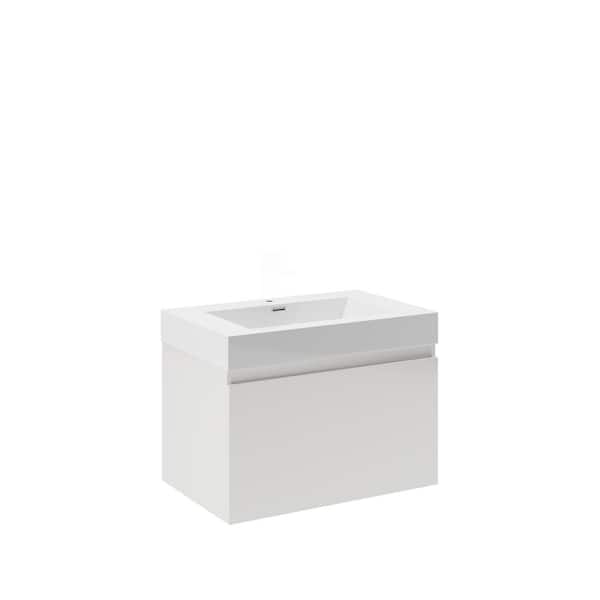 Fresca Mezzo 30 in. Modern Wall Hung Bath Vanity in White with Vanity Top in White with White Basin