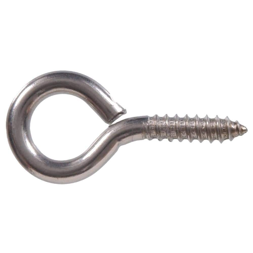 The Hillman Group 0.307 in. x 2-7/8 in. Stainless Steel Large Screw Eye (10-Pack)