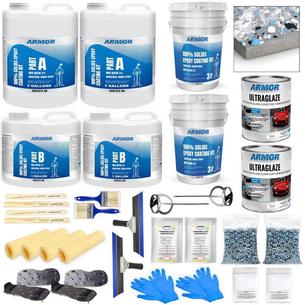 4.5 Gal. Gray Gloss 2 Part 900 sq.ft. Epoxy Kit Interior/Exterior Concrete 
