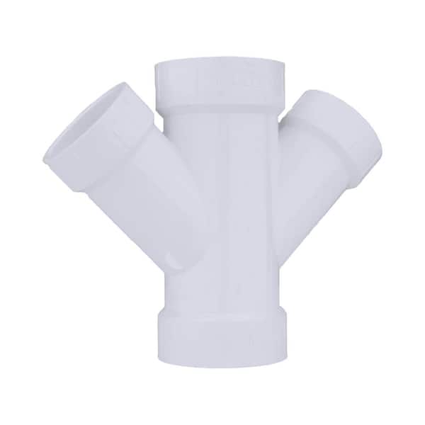 Charlotte Pipe 2 in. x 2 in. x 1-1/2 in. x 1-1/2 in. PVC DWV Double Wye Reducing Fitting