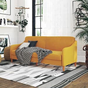 Jalen Mustard Yellow Linen Upholstered Coil Futon
