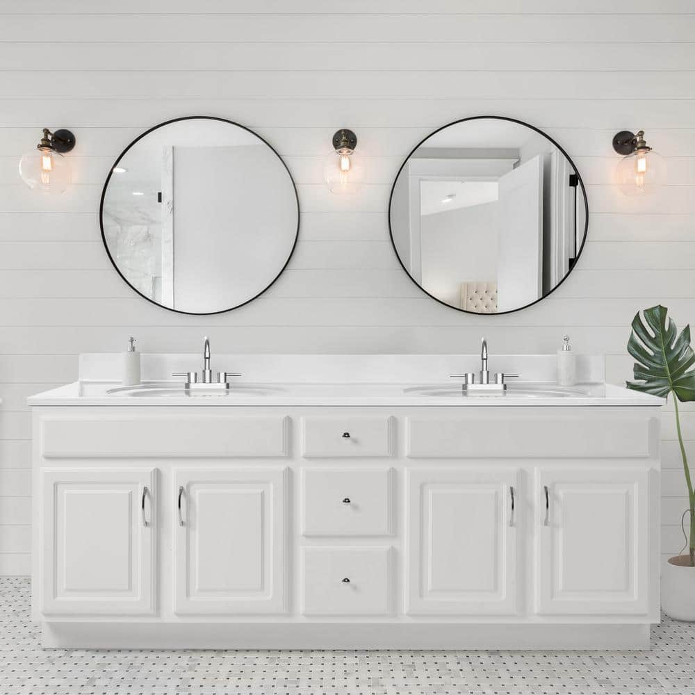 Solid White 73-Inch Cultured Marble Double Bowl Vanity Top