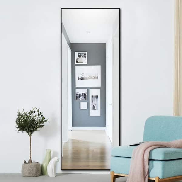 Dovelina 47 in. x 22 in. Small Modern Rectangle Framed Black Aluminum Alloy Wall Mounted Decorative Mirror