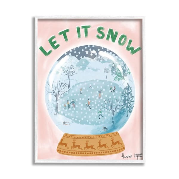 Stupell Industries Let it Snow Globe by Hannah Byatt 1-Piece Framed Graphic Print People Poster Art Print 20 in. x 16 in.