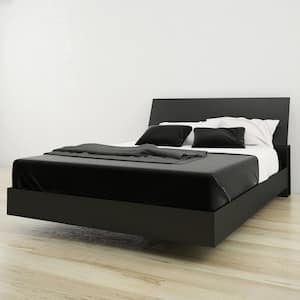 Corbo Black Queen Size Platform Bed and Storage Headboard