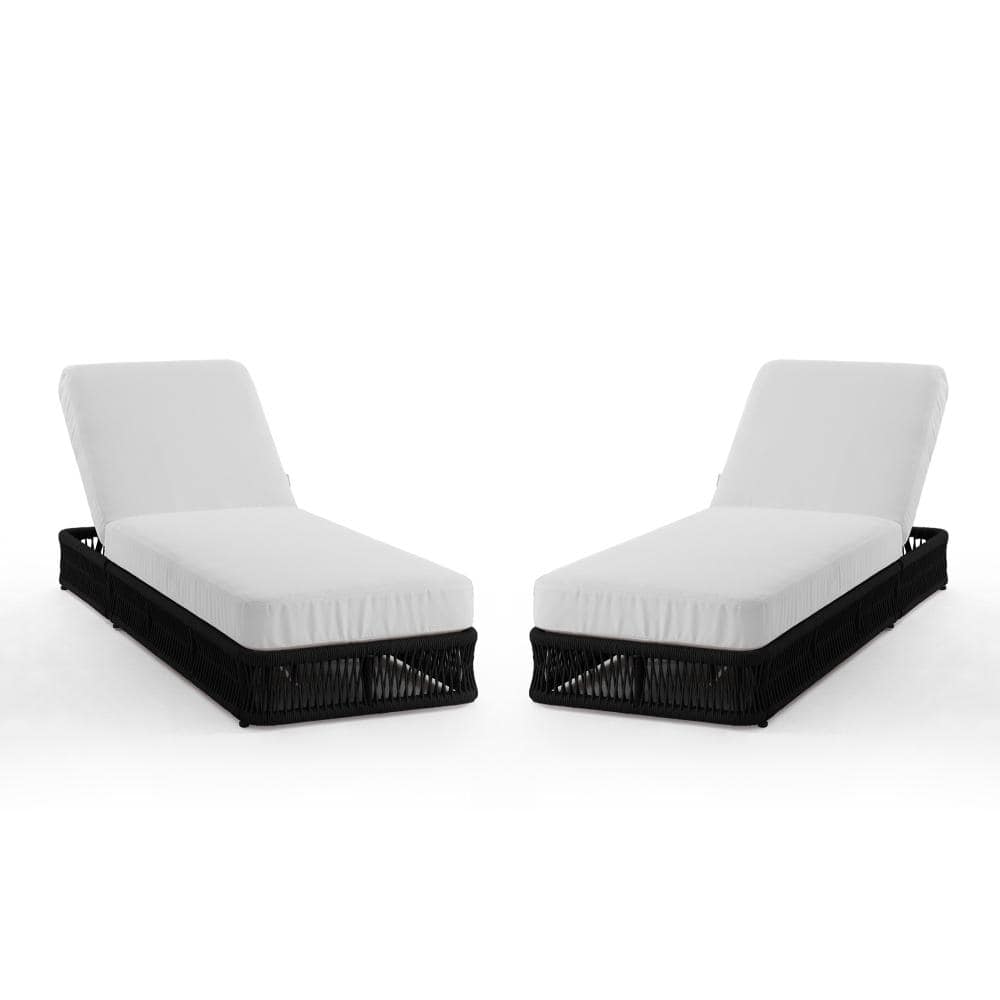 Modern Metal Patio Lounge Chair Black Powder-Coated Frame Outdoor Chaise Lounges with Beige Cushion(Set of 2) price history on PriceWatchPro