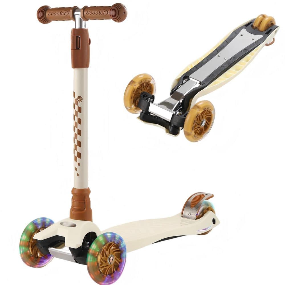 3-Wheel Scooter for Kids Ages 6-12, Kids Scooter with Light Up Wheels, 4 Height Adjustable in Beige price history on PriceWatchPro