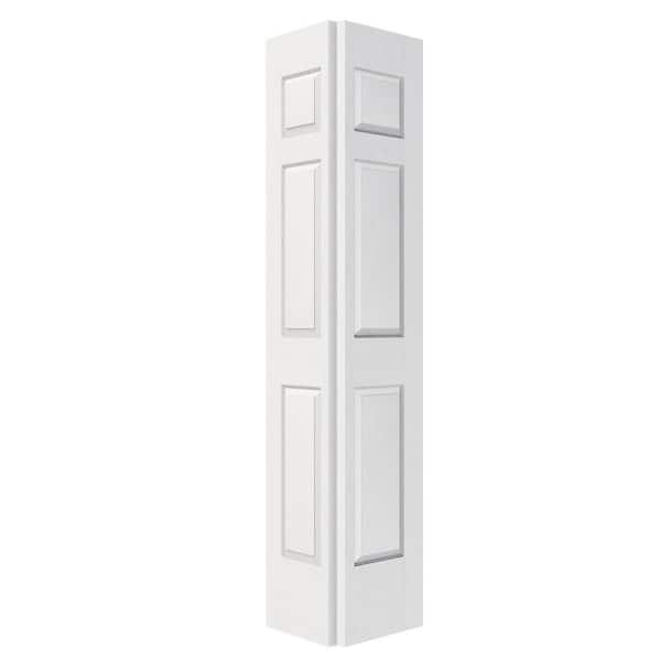 30 in. x 80 in. 6-Panel Textured MDF White Hollow Core Composite DIY Painted Bi-Fold Door with Hardware Kits