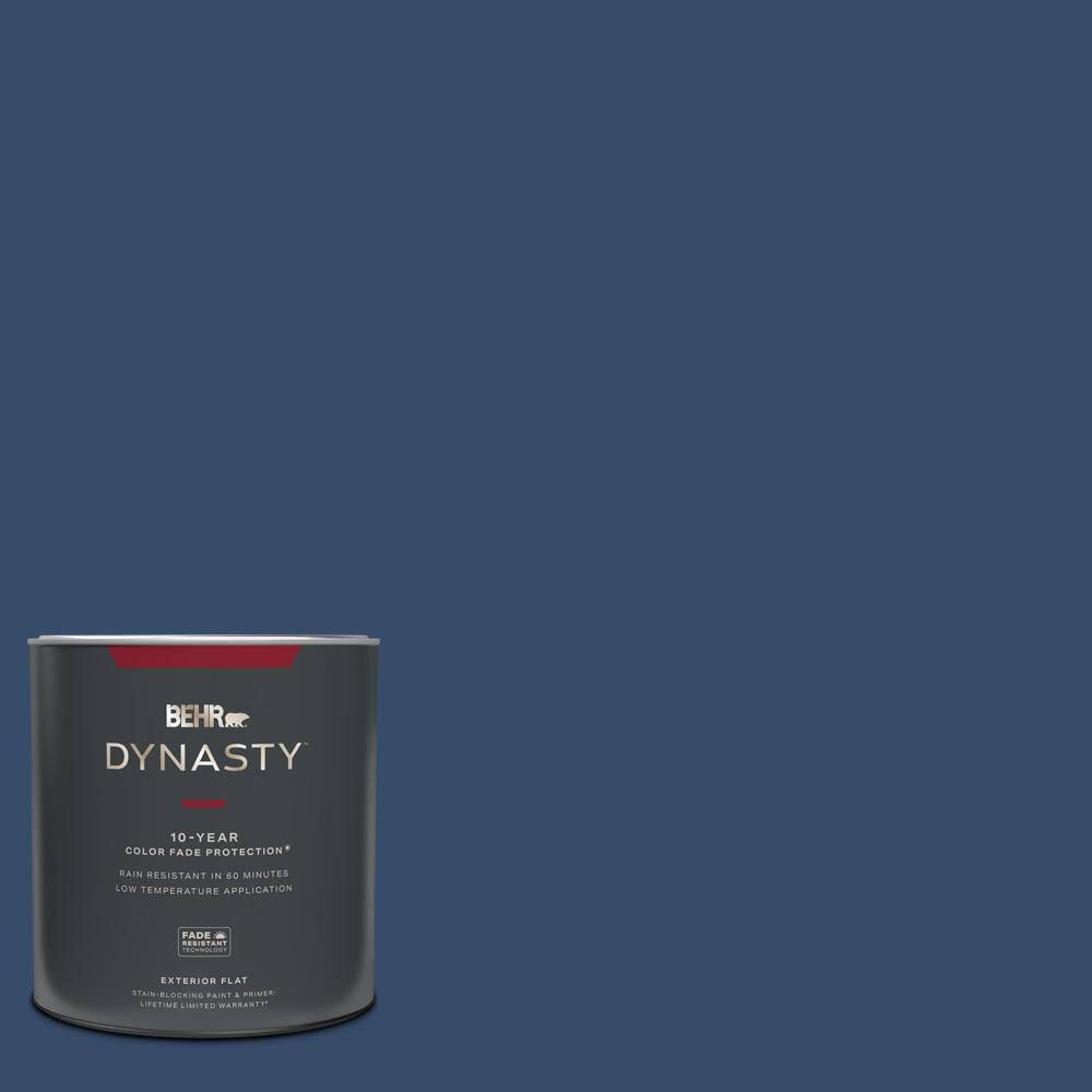 BEHR DYNASTY 1 qt. 580D7 Deep Royal Flat Exterior StainBlocking Paint & Primer 465304 The