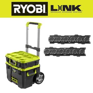 LINK Rolling Tool Box and Standard Tool Box with Wall Rail (2-Pack)