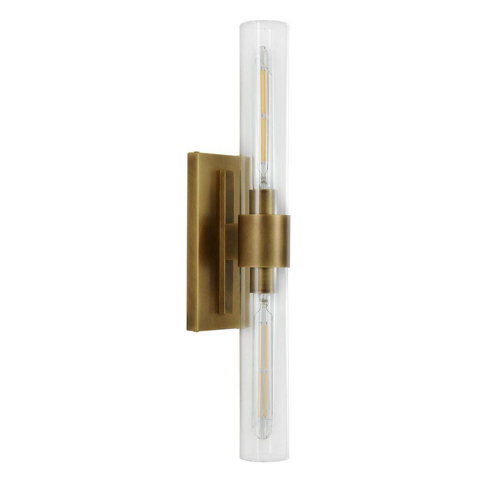 23 in. 2-Light Hardwired Brass Dimmable Wall Sconce, with Glass Tube for Bathroom, Bedroom, Hallway, Foyer(1-Piece) price history on PriceWatchPro