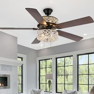 Gracie Grand 52 in. Silver with Clear Crystal LED Ceiling Fan With Light