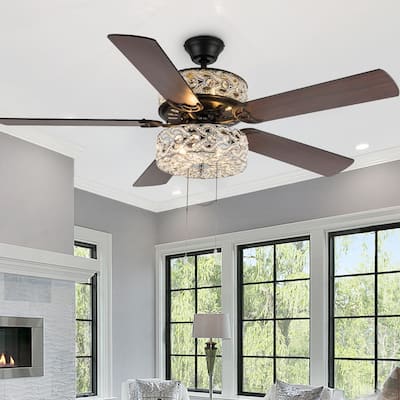 Gracie Grand 52 in. Silver with Clear Crystal LED Ceiling Fan With Light