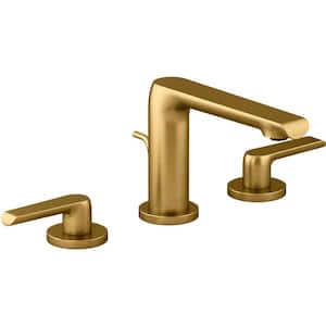 Avid 8 in. Widespread Double Handle Bathroom Faucet in Vibrant Brushed Moderne Brass