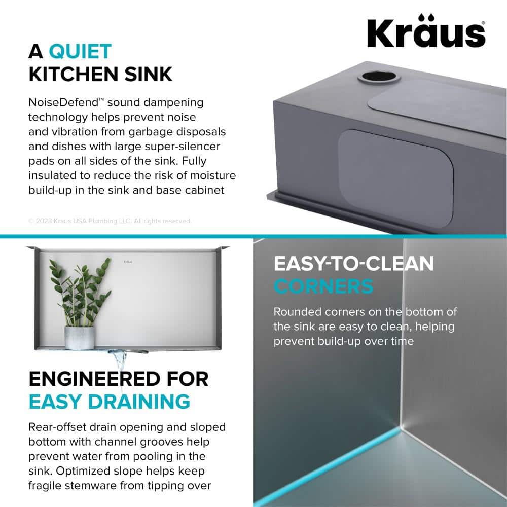 Kore 23-Inch Stainless Steel Undermount Workstation Sink