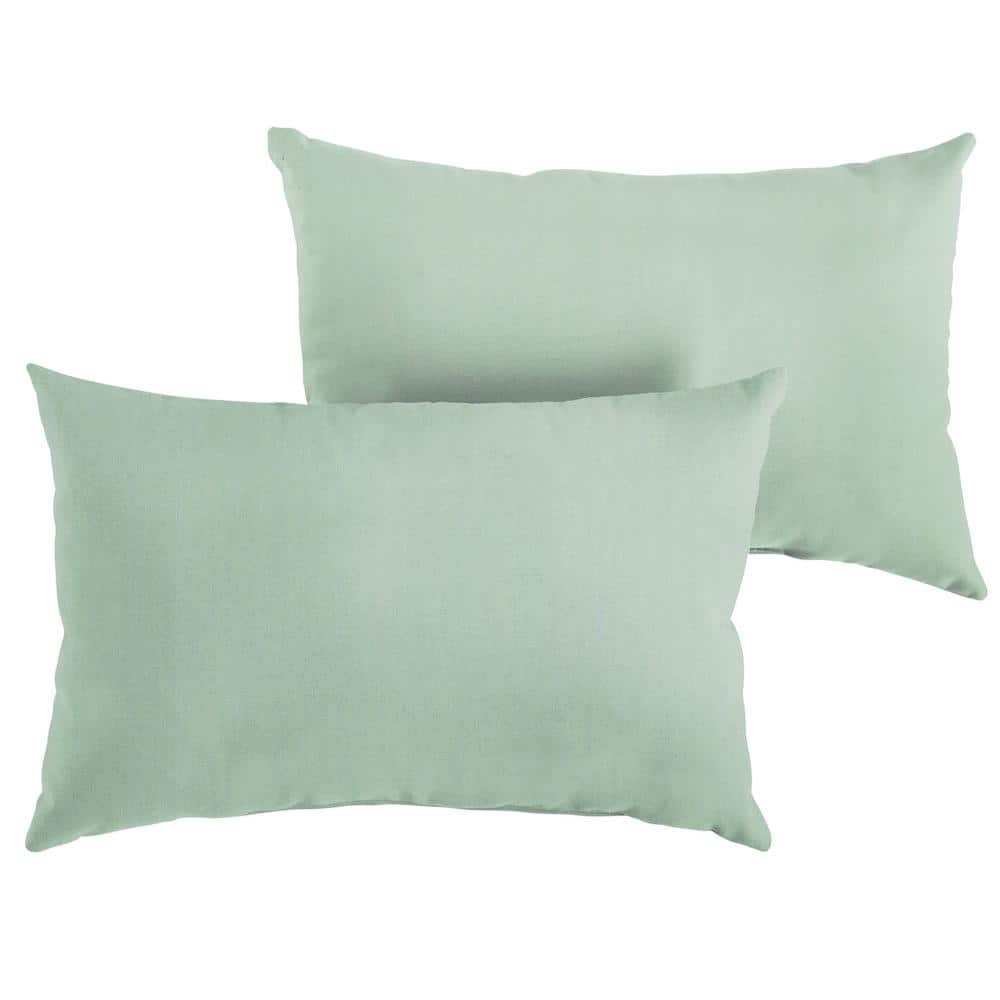 Sunbrella Canvas Spa Green Rectangular Outdoor Knife Edge Lumbar Pillows (2