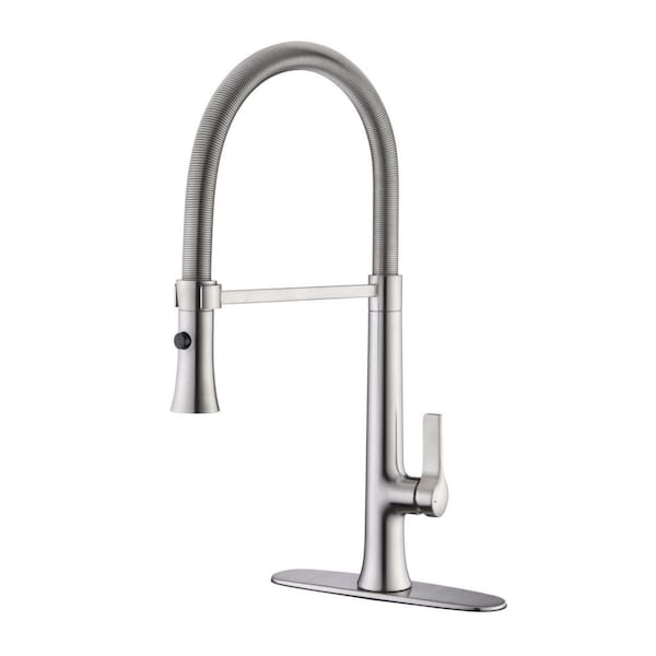 Ultra Faucets Nita Spring Spout Single-Handle Pull-Down Sprayer Kitchen Faucet w/Accessories Rust and Spot Resist in Brushed Nickel