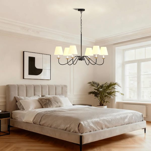 YANSUN 6-Light Black Traditional Candle Chandelier, Dining Room