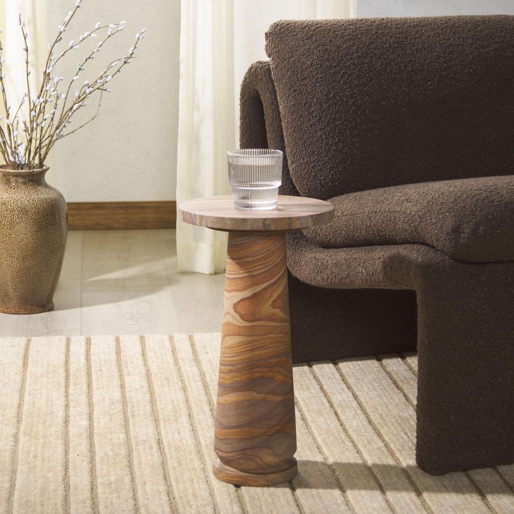 Valentia 10 in. Brown Round Wood End Table