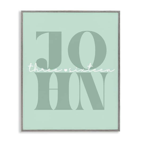 Stupell Industries John Proverb on Green by Daphne Polselli Gray Framed Religious Giclee Art Print 20 in. x 16 in.