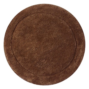Waterford Collection 100% Cotton Tufted Non-Slip Bath Rug, 30 in. Round, Chocolate
