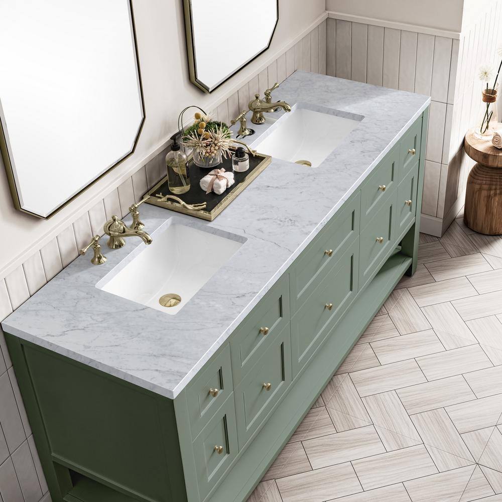 Smokey Celadon 72" Double Vanity with Solid Wood and Veneer