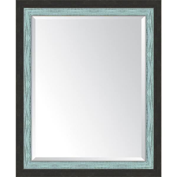 Melissa Van Hise Medium Rectangle Slate Black/French Blue Beveled Glass Classic Mirror (28 in. H x 34 in. W)