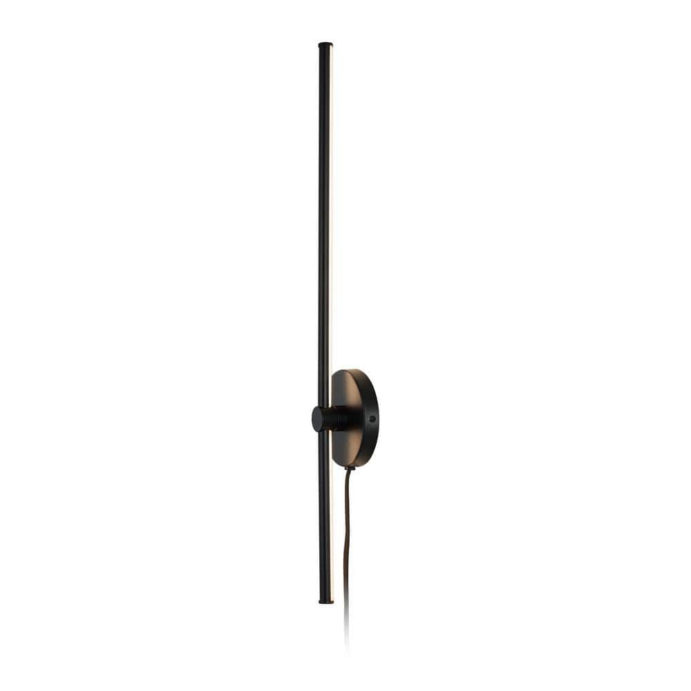 Anton 27.25" Black Iron Minimalist Dimmable Plug-In Sconce