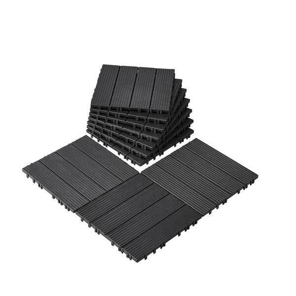 VEVOR Interlocking Gray Deck Tiles 12x12 Waterproof Outdoor Flooring - 10 Pack