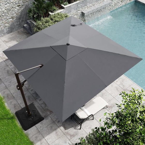 Crestlive Products 11 ft. x 11 ft. Heavy-Duty Frame Square Umbrella in Dark Gray