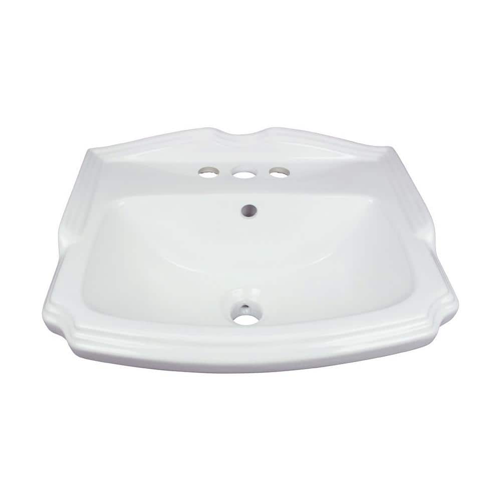 Gloss White Ceramic Wall-Mount Bathroom Sink with Overflow