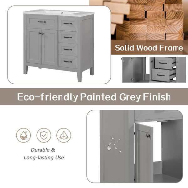 かなEU36/23cm Xzkai 36 in. W x 18 in. D x 36 in. H Single Sink Bath Vanity