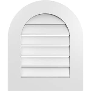 20 in. x 24 in. Round Top White PVC Paintable Gable Louver Vent Functional