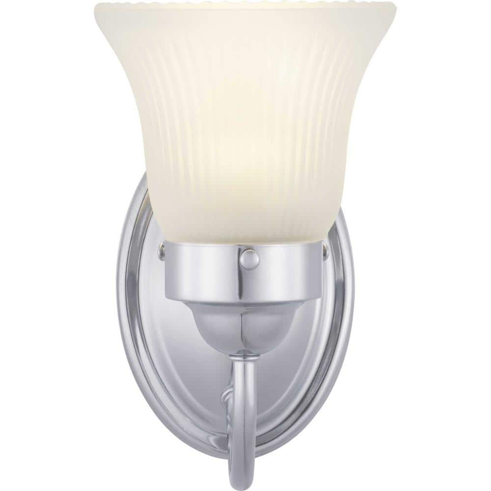 Polished Chrome Fluted Glass Dimmable Bath Vanity Light