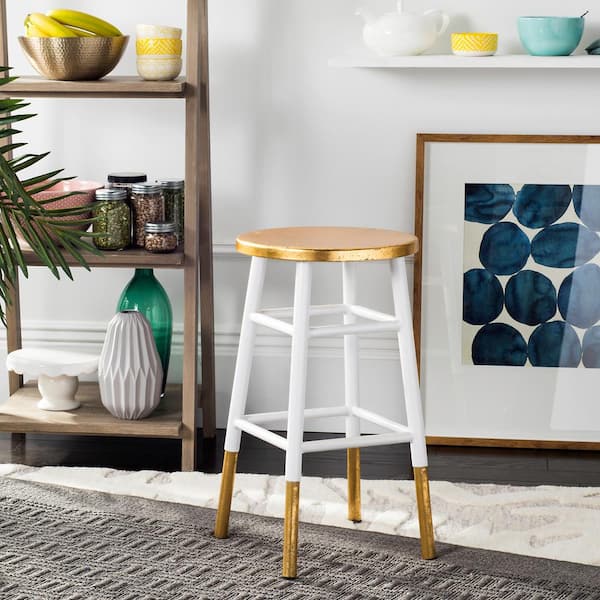 Emery 24 in. White/Gold Counter Stool
