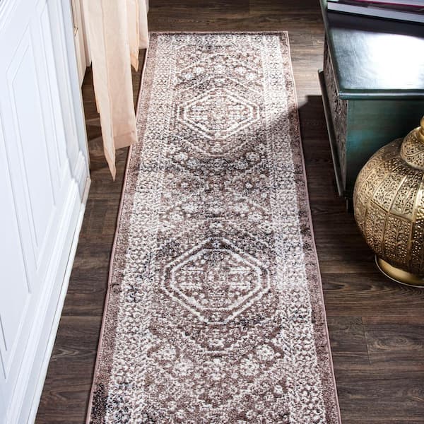 JONATHAN Y Boho Brown/Ivory 2 ft. x 10 ft. Cottage Medallion Runner Rug