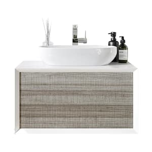 Santa Monica 36 in. W x 22 in. D x 16 in. H Single Bathroom Vanity in Ash with White Vessel Sink