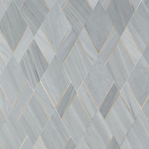 Mehko Gray 11.81 in. x 14.96 in. Polished Marble and Brass Wall Tile (1.22 sq. ft./Each)