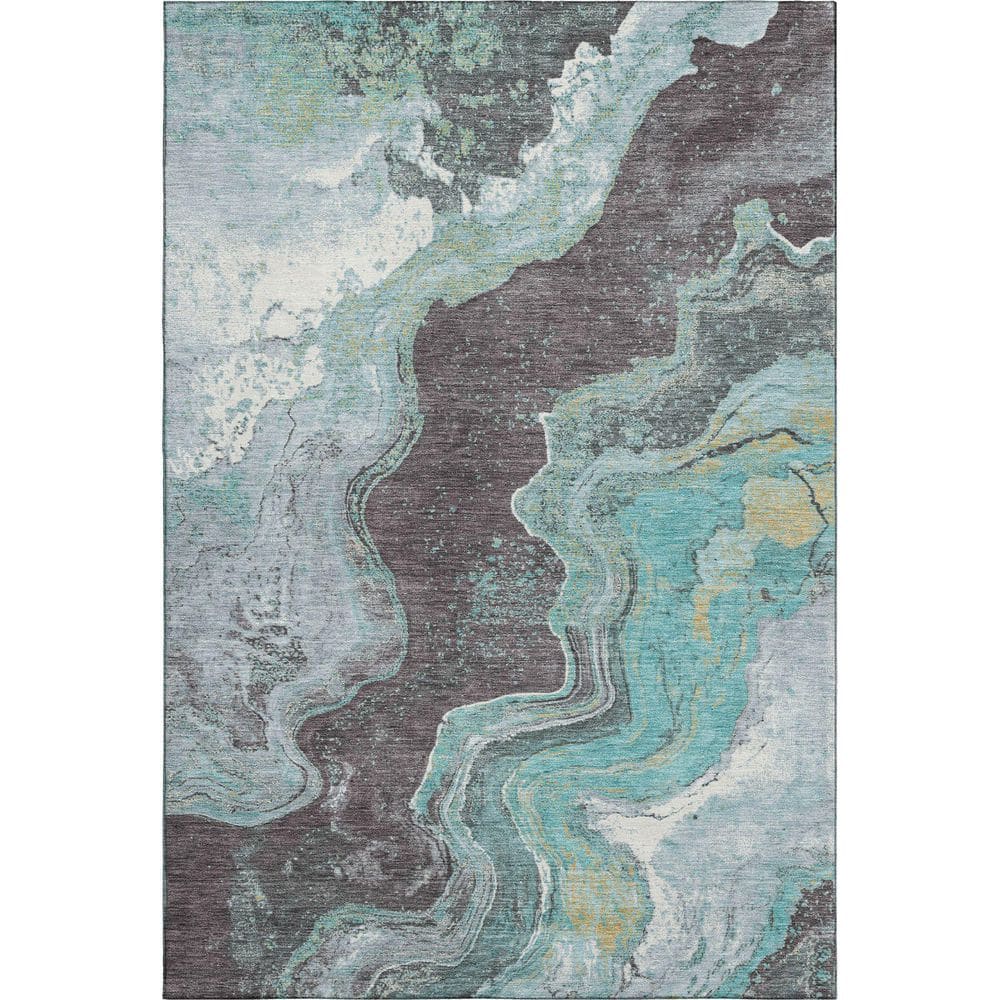 Mayfield Premium Machine Washable Abstract AMF1907 Teal 3 ft. x 4 ft. Area Rug price history on PriceWatchPro