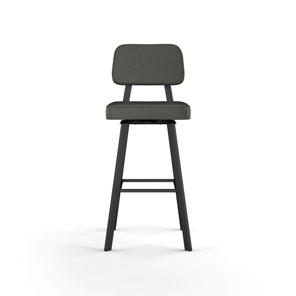 Clarkson 43'' Gray Leather & Metal Industrial Swivel Barstool