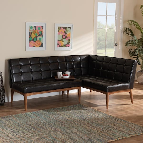 Sanford Dark Brown and Walnut Brown Dining Sofa Bench