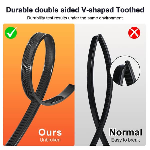 SEKUREON 18 in. Zip Ties Double Sided Toothed 100 lbs. Tensile