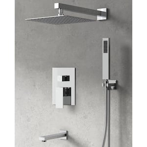 Pressure Balance ClassicRain 3-Spray Wall Mount 10 in. Fixed and Handheld Shower Head 2.5 GPM in Chrome