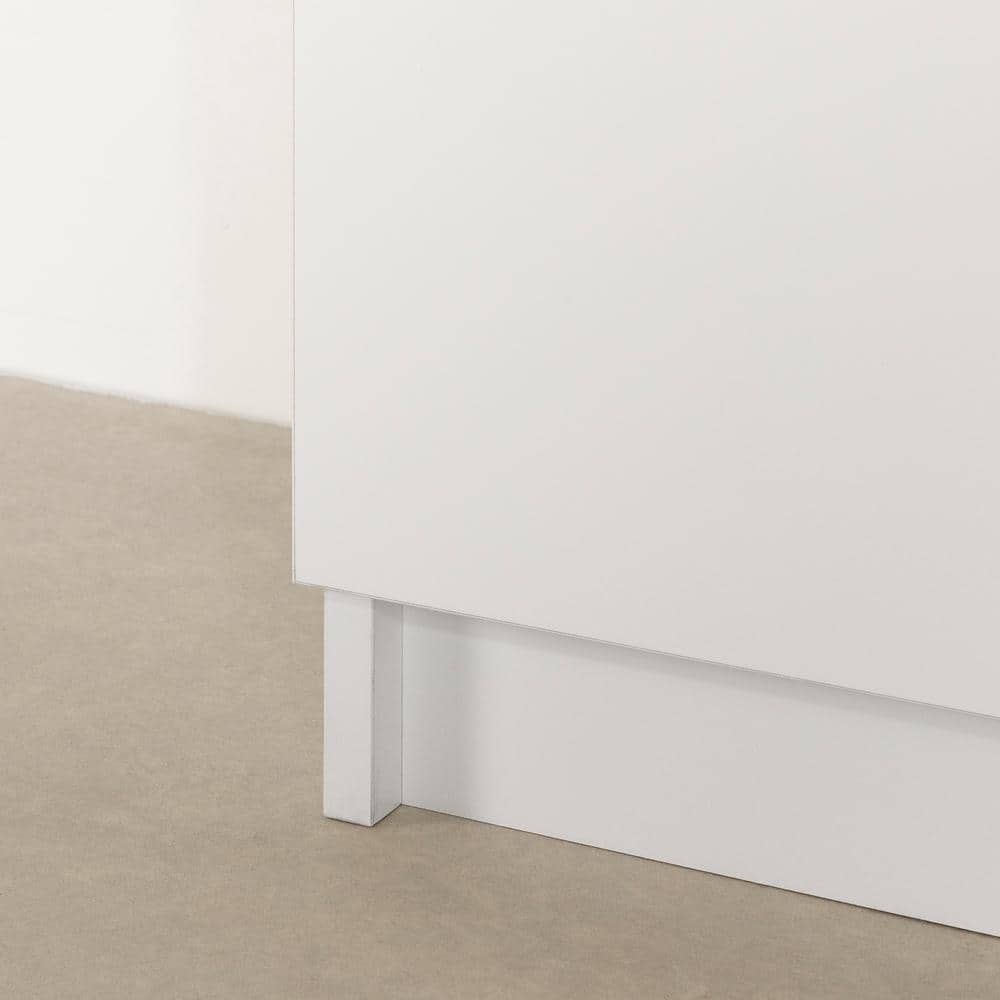 Pure White Tall Narrow Storage Cabinet with Handleless Doors