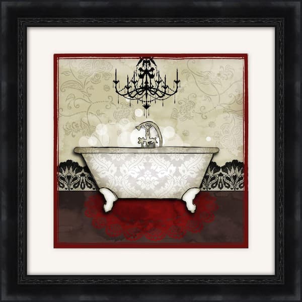 Ptm Images 19 1 2 In X Red Bath A Framed Wall Art 17008a - Red And Black Bathroom Wall Art